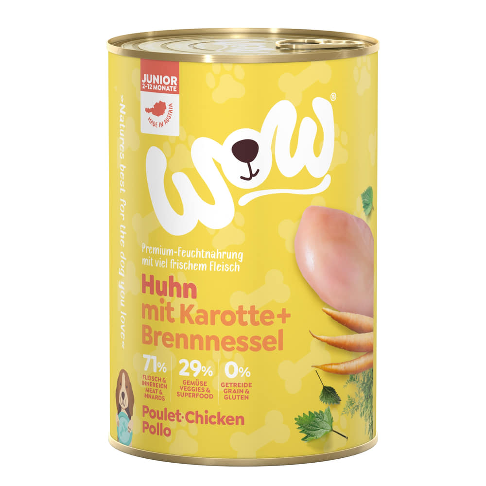 Junior, Huhn mit Karotte und Brennnessel