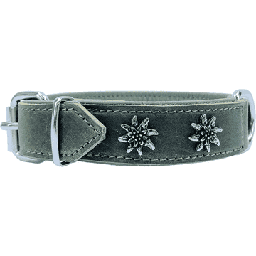 Edelweiss Collar made of soft leather, green