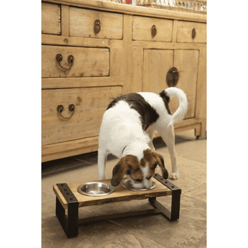 Set de gamelles en bois pour chiens Karinto