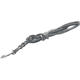 Longue laisse en cuir souple avec dragonne, gris