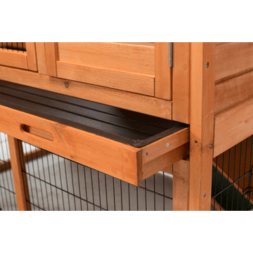 Clapier pour petits animaux Natura avec toit à pignon et enclos extérieur, rouge-brun
