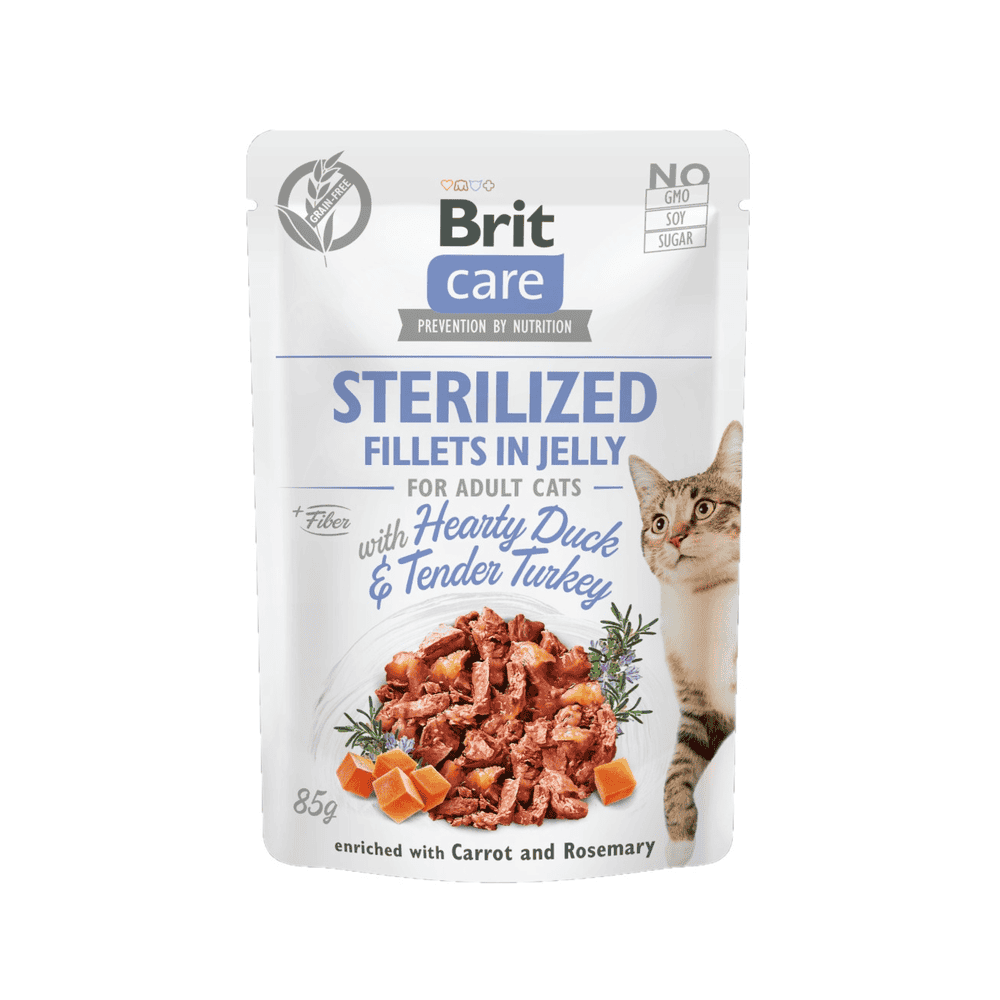 Care Cat - Sterilized - Fillets in Jelly with Hearty Duck &amp; Tender Turkey