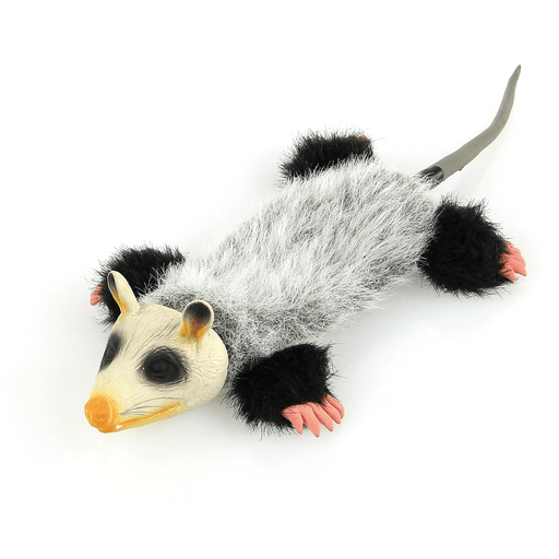 Opossum en latex et peluche, avec son