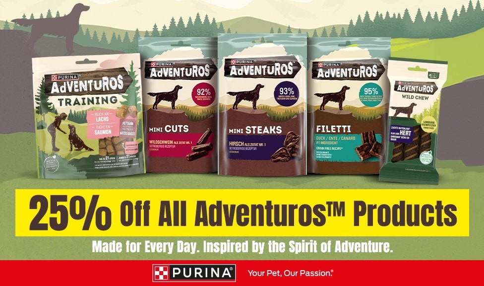 Special Offer: 25% off PURINA ADVENTUROS dog treats at iPet.ch