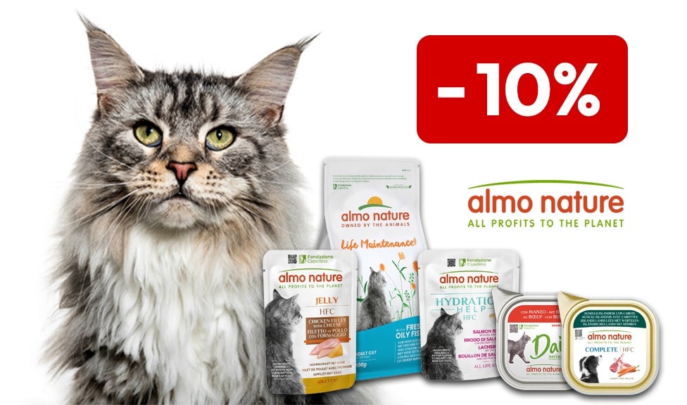 Aktion: 10% Rabatt auf ALMO NATURE Hundefutter, Katzenfutter und Snacks bei Ihrem Tierfutterspezialisten iPet.ch