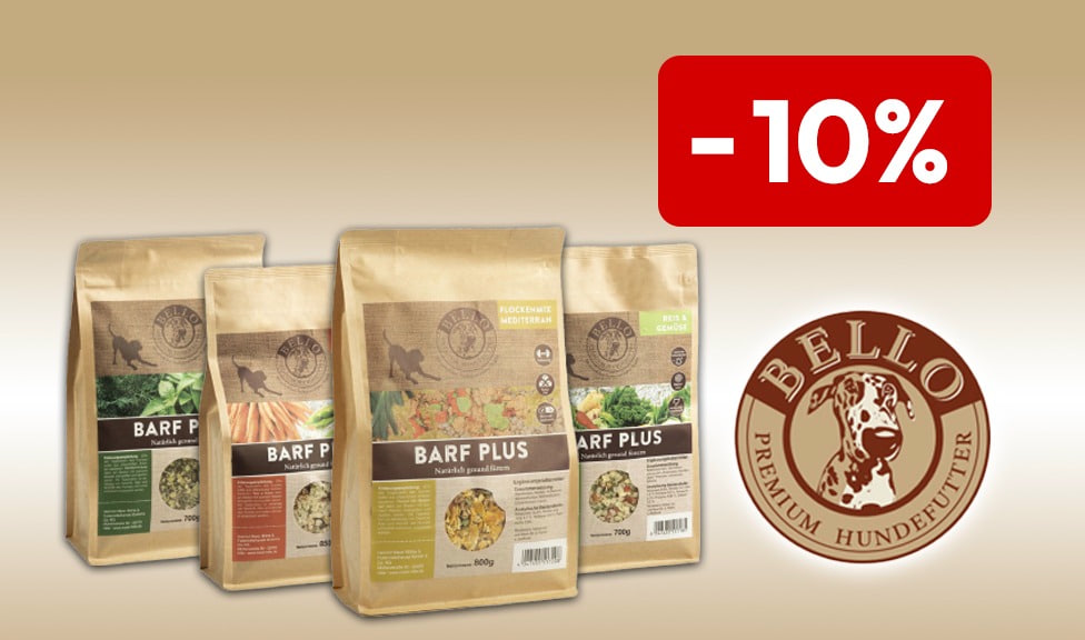Aktion: 10% Rabatt auf BELLO Futterergänzungsmittel zum Barfen bei Ihrem Tierfutterspezialisten iPet.ch