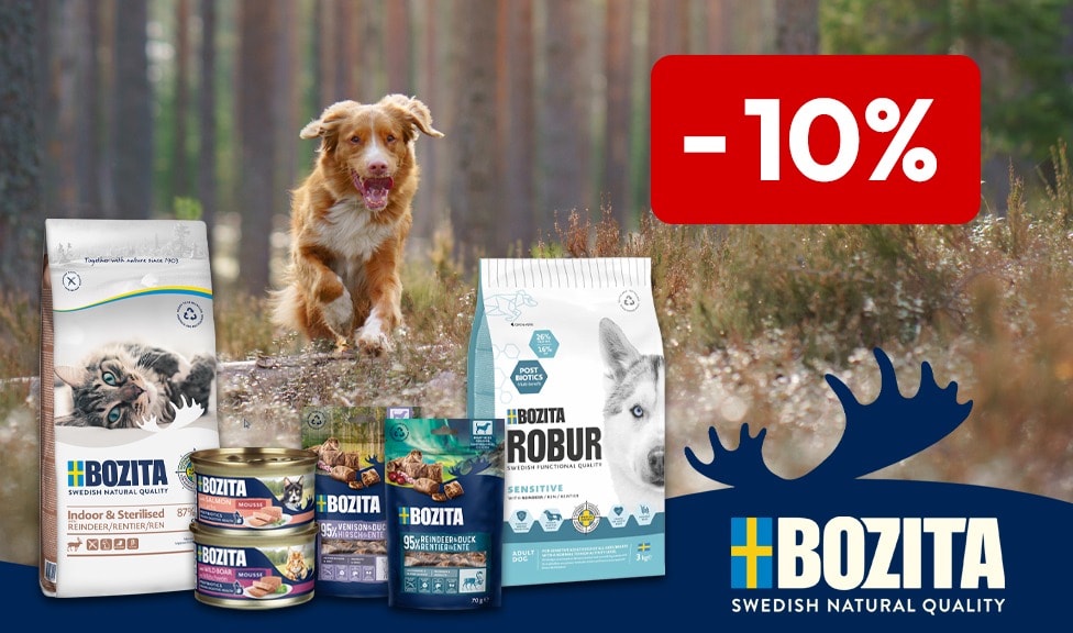 Aktion: 10% Rabatt auf BOZITA Hunde- und Katzenfutter bei Ihrem Tierfutterspezialisten iPet.ch