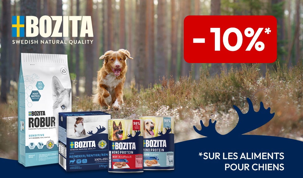 Action : 10% de rabais sur les aliments pour chiens BOZITA chez iPet.ch