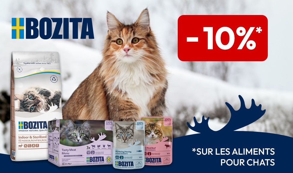Action : 10% de rabais sur les aliments pour chats BOZITA chez iPet.ch