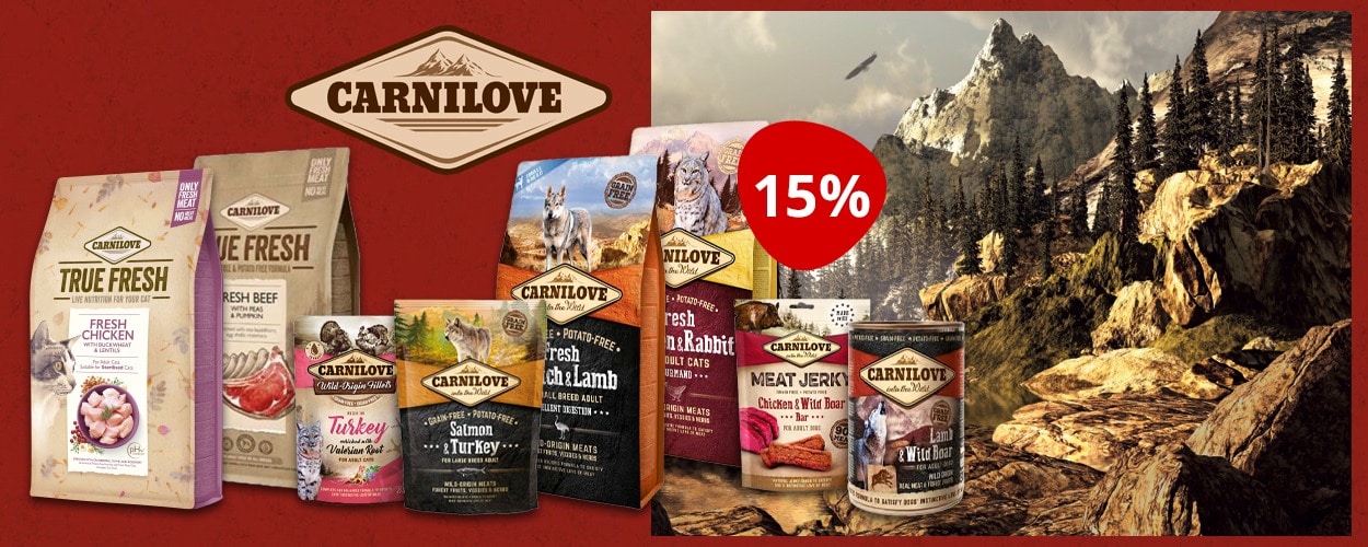 Action : 15% de rabais sur les aliments et les snacks pour chiens et chats CARNILOVE chez iPet.ch