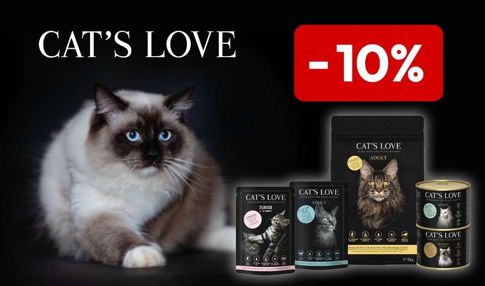 Aktion: 10% Rabatt auf CAT\'S LOVE Katzenfutter und Snacks bei Ihrem Tierfutterspezialisten iPet.ch