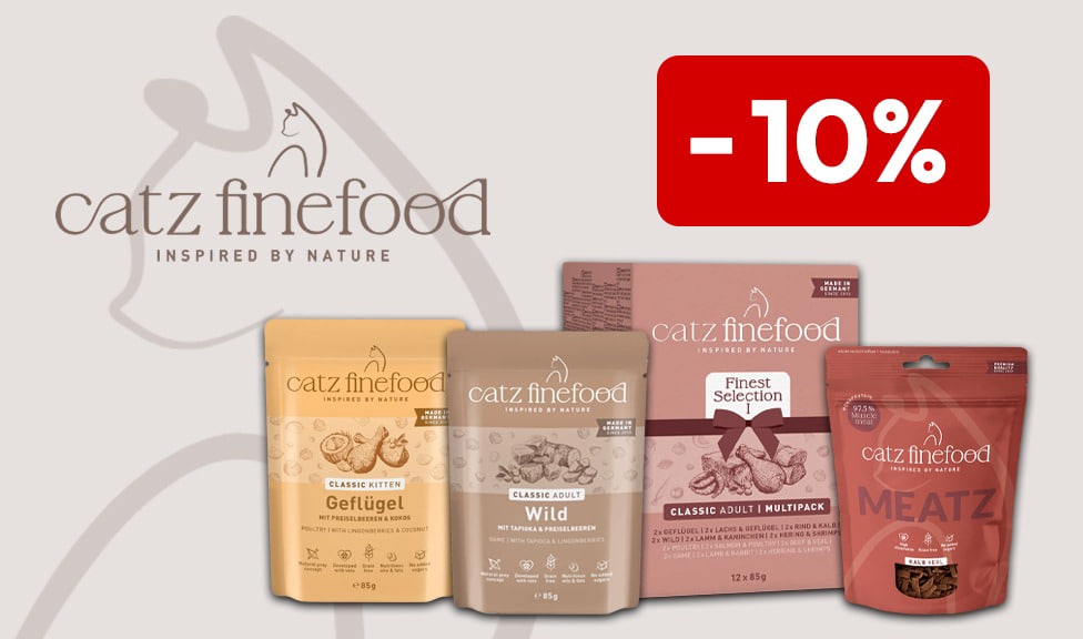 Action : 10% de rabais sur les aliments et les snacks pour chats CATZ FINEFOOD chez iPet.ch