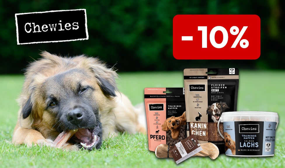 Action : 10% de rabais sur les articles à mâcher et les snacks pour chiens CHEWIES chez iPet.ch