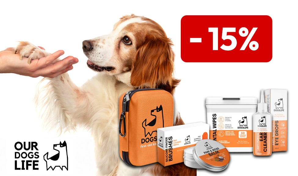 Action : 15% de rabais sur les produits de soins pour chiens DOGSLIFE chez votre détaillant en ligne iPet.ch