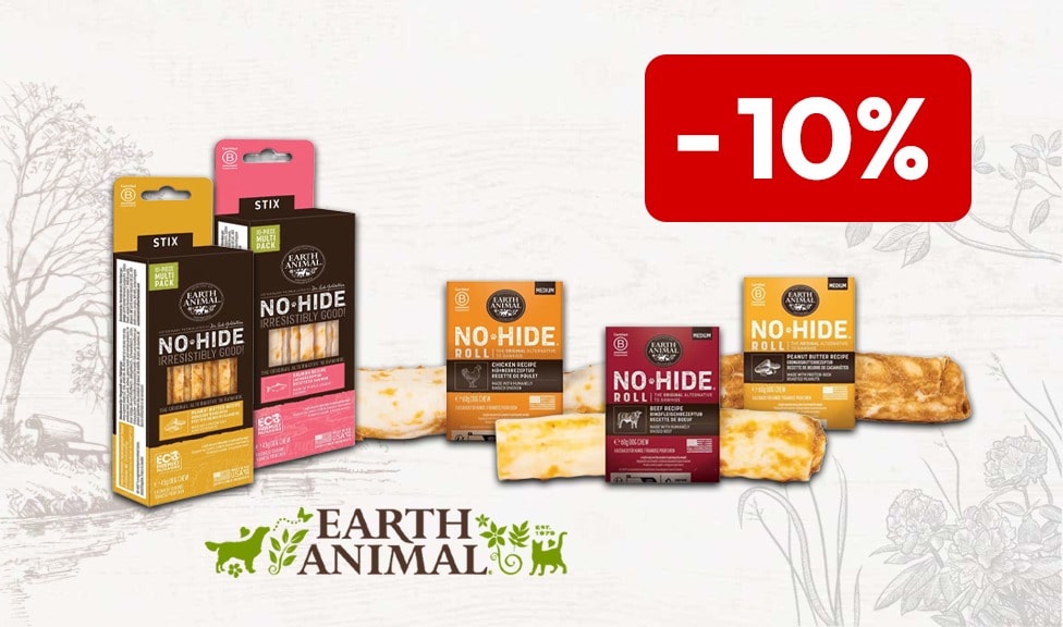 Aktion: 10% Rabatt auf EARTH ANIMAL Snacks für Hunde bei Ihrem Tierfutterspezialisten iPet.ch