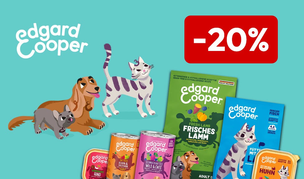Aktion: 20% Rabatt auf EDGARD & COOPER Hundefutter, Katzenfutter und Snacks bei Ihrem Tierfutterspezialisten iPet.ch