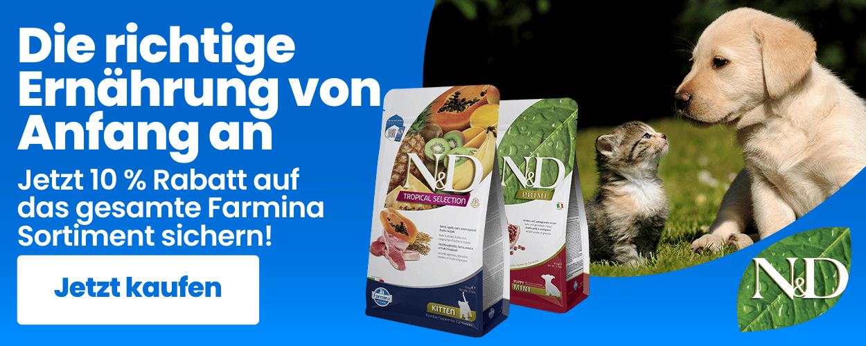 Aktion: 10% Rabatt auf FARMINA Hundefutter und Katzenfutter bei Ihrem Tierfutterspezialisten iPet.ch