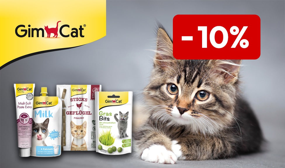 Action : 10% de rabais sur les aliments, les snacks et les compléments alimentaires pour chats GIMCAT chez iPet.ch