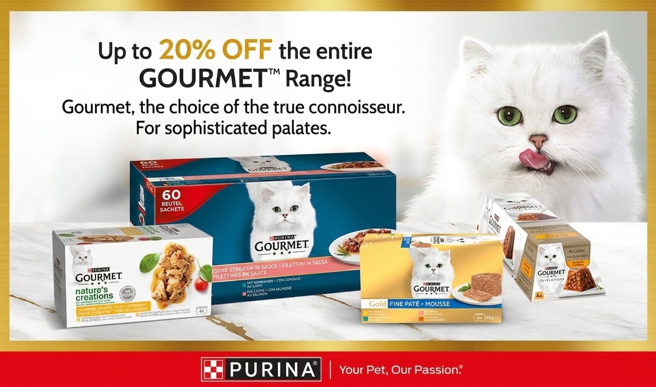 Special offer: Up to 20% off GOURMET cat food at your pet food specialist, iPet.ch