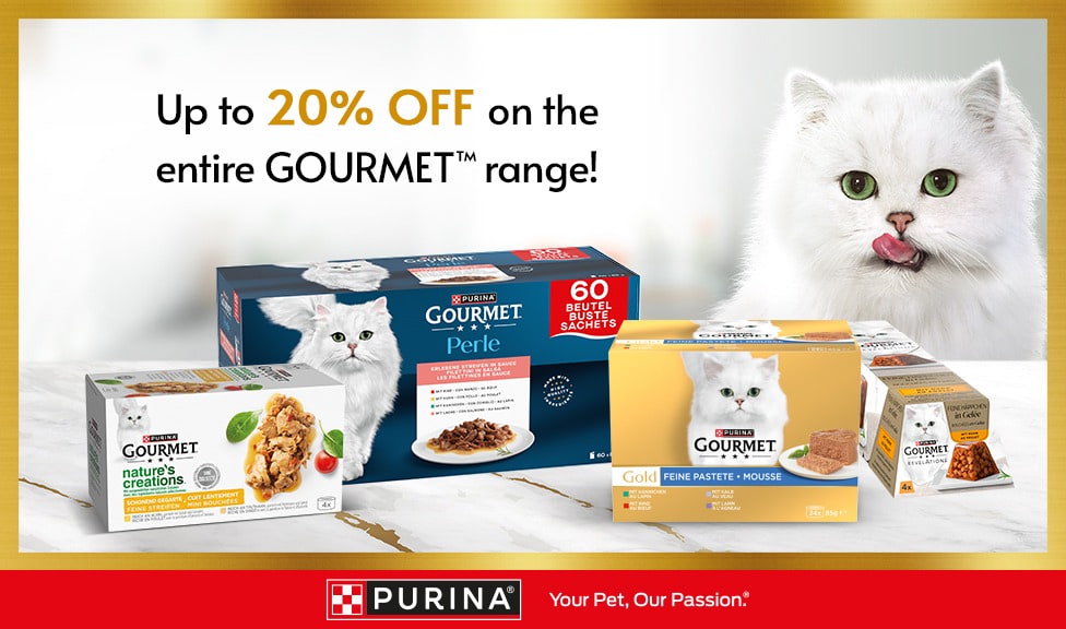 Special Offer: Up to 20% off GOURMET cat food at your pet food specialist, iPet.ch