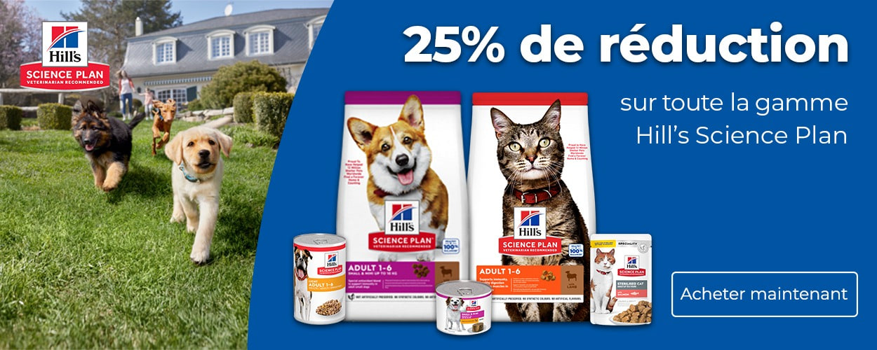 Action : 25% de rabais sur les aliments pour chats et chiens HILL\'S SCIENCE PLAN chez iPet.ch