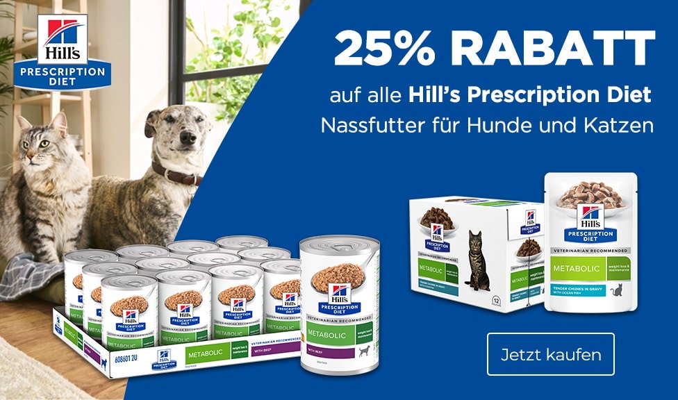 Aktion: 25% Rabatt auf HILL\'S PRESCRIPTION DIET Nassfutter für Hunde und Katzen bei Ihrem Tierfutterspezialisten iPet.ch
