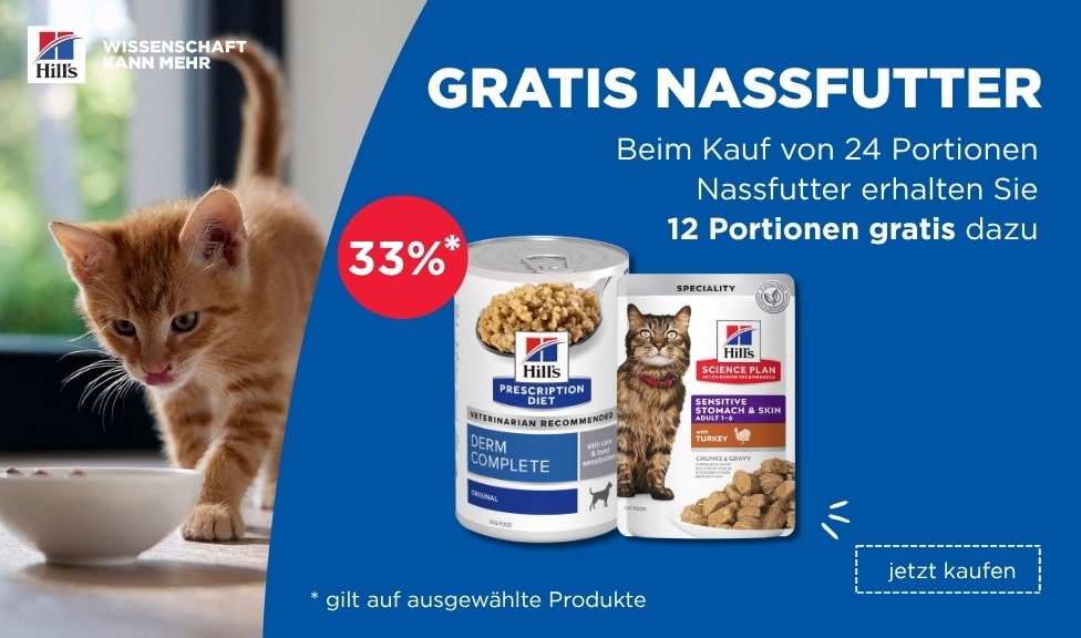 Aktion: 33% Rabatt auf HILL\'S SCIENCE PLAN und PRESCRIPTION DIET Hundefutter und Katzenfutter bei iPet.ch