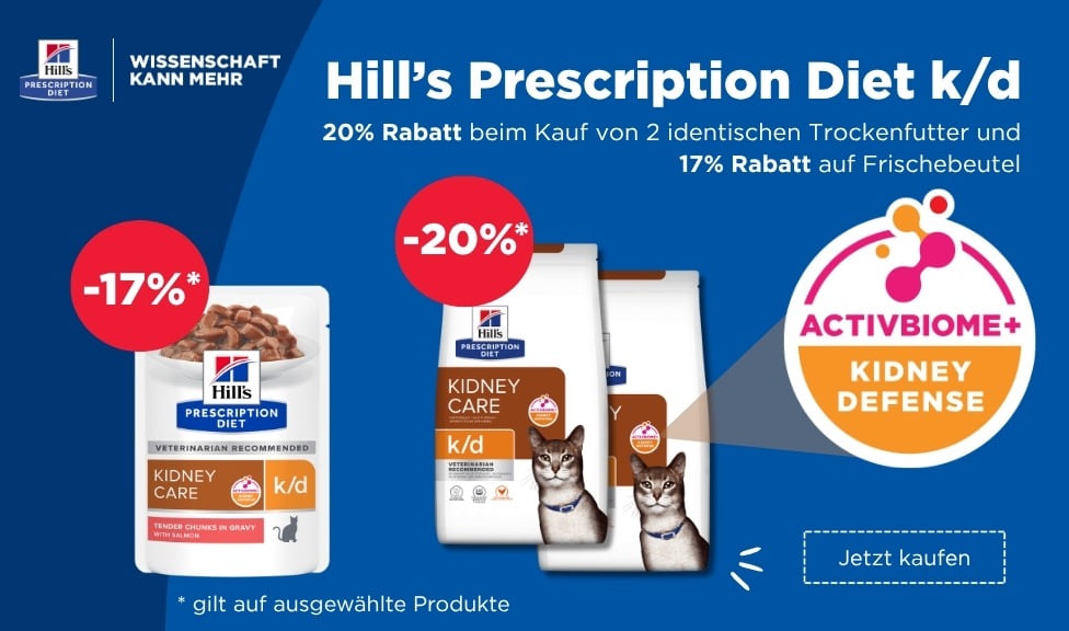Aktion: 20% Rabatt auf HILL\'S PRESCRIPTION DIET und SCIENCE PLAN Hundefutter, Katzenfutter bei Ihrem Tierfutterspezialisten iPet.ch
