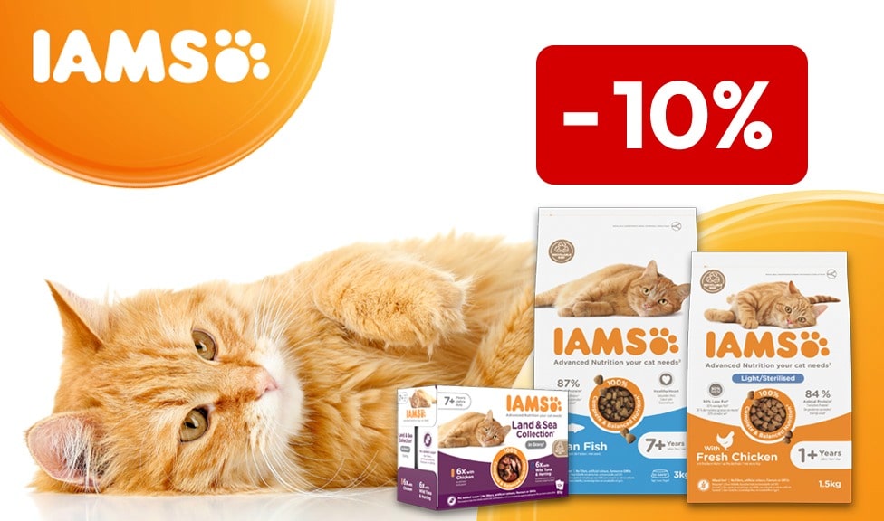 Aktion: 10% Rabatt auf IAMS Katzenfutter bei Ihrem Tierfutterspezialisten iPet.ch
