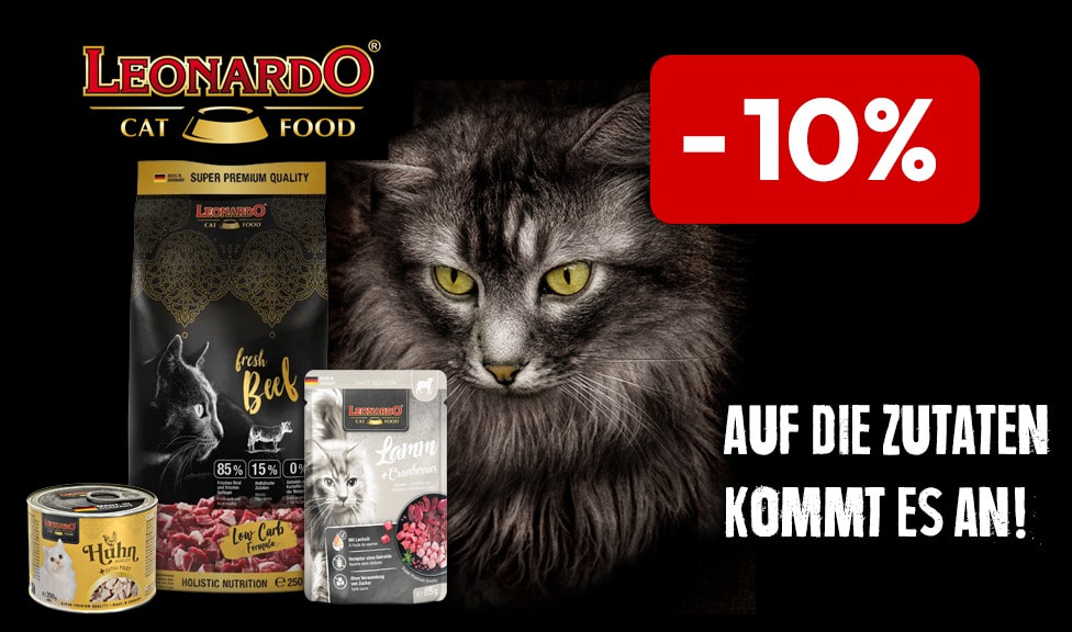 Aktion: 10% Rabatt auf LEONARDO Katzenfutter bei Ihrem Tierfutterspezialisten iPet.ch