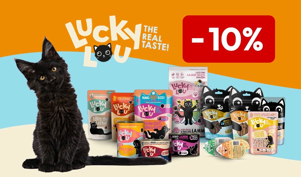 Aktion: 10% Rabatt auf LUCKY LOU Katzenfutter bei Ihrem Tierfutterspezialisten iPet.ch