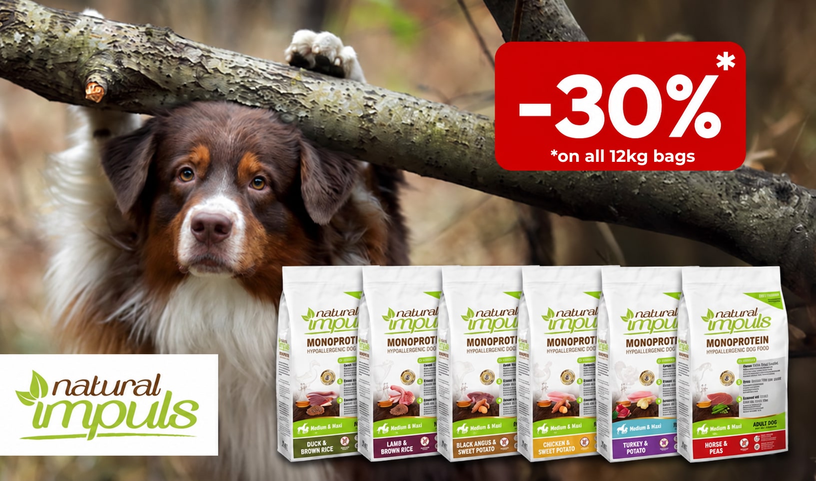 Special Offer: 30% off NATURAL IMPULS dog food at your pet food specialist, iPet.ch