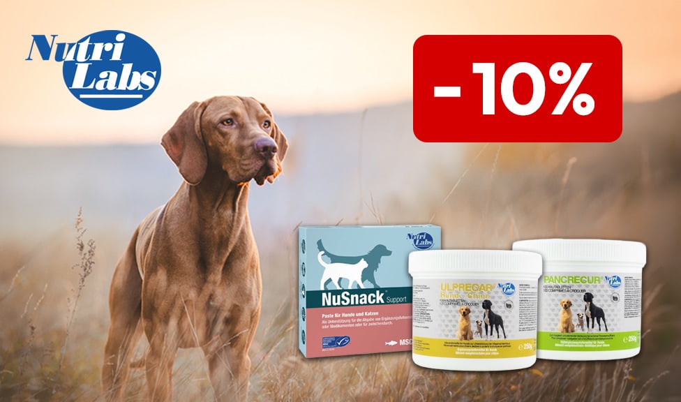 Aktion: 10% Rabatt auf NUTRILABS Futterergänzungsmittel für Hunde bei iPet.ch