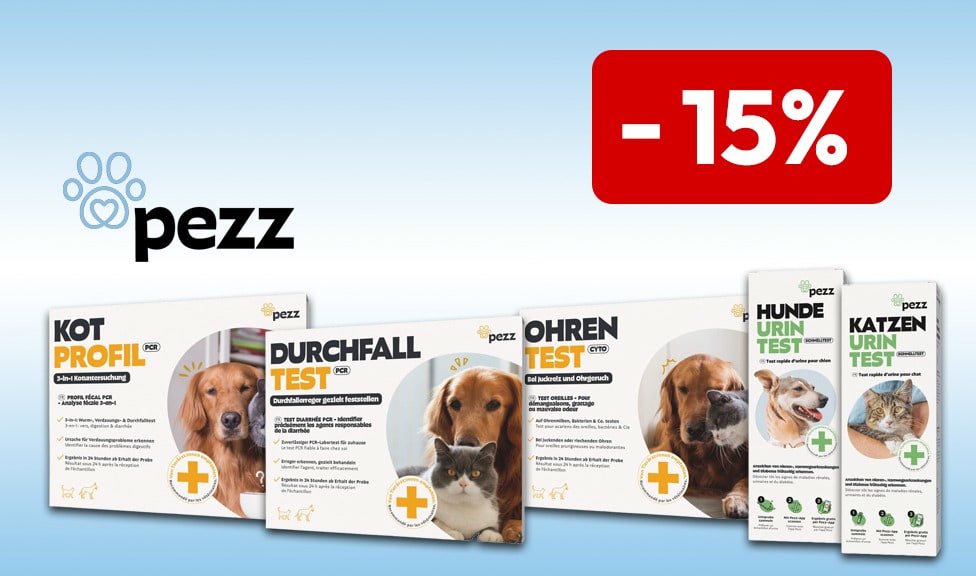 Aktion: 15% Rabatt auf PEZZ Zuhausetests für Hunde und Katzen bei Ihrem Online-Fachhändler iPet.ch