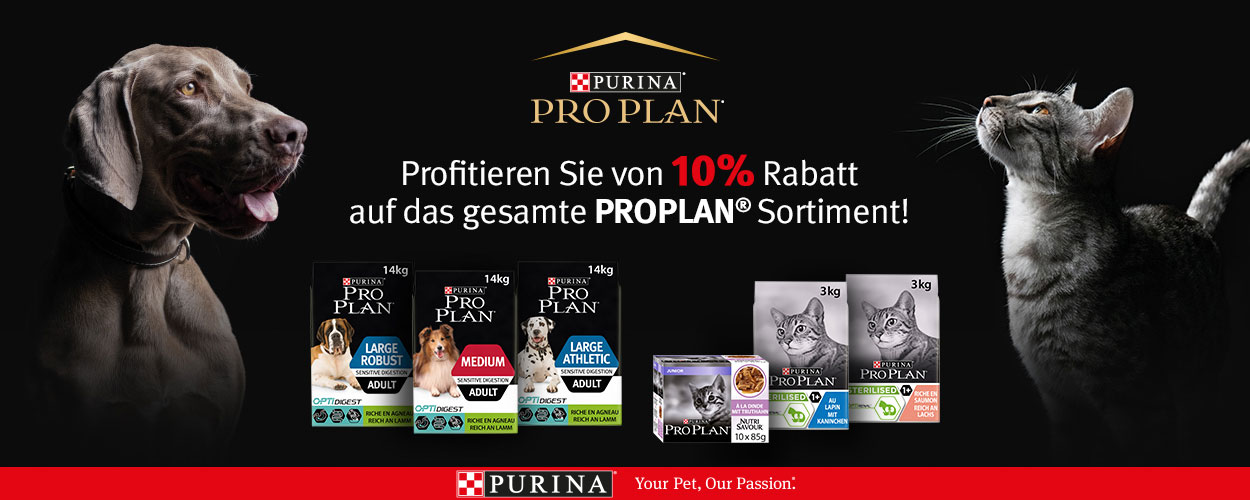 Purina PRO PLAN Hundefutter und Katzenfutter - 10% Aktion bei iPet.ch
