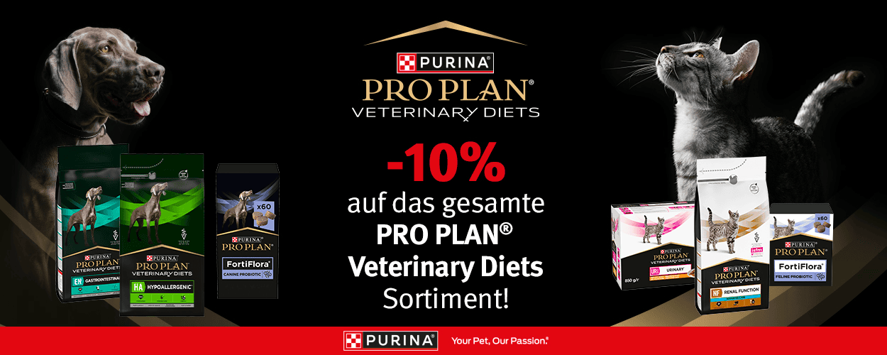 Aktion: 10% Rabatt auf PURINA PRO PLAN VETERINARY DIETS Hundefutter, Katzenfutter und Futterergänzungsmittel bei iPet.ch
