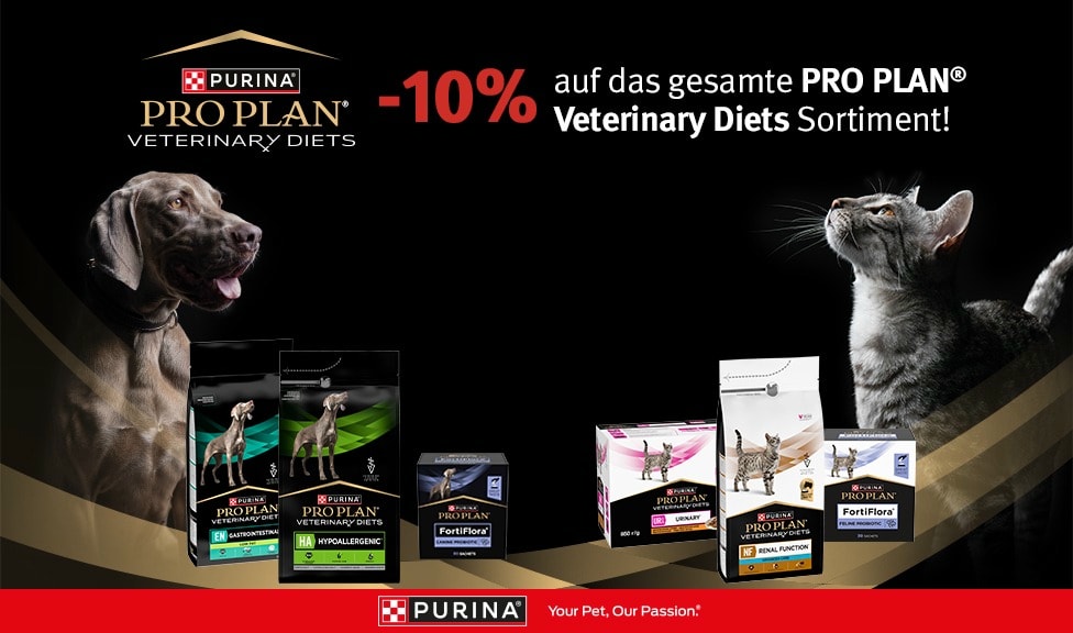 Aktion: 10% Rabatt auf PURINA PRO PLAN VETERINARY DIETS Hundefutter, Katzenfutter und Futterergänzungsmittel bei iPet.ch