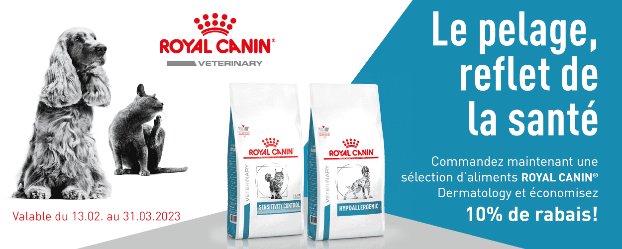 Royal Canin Dermatology aliments pour chiens et chats - 10% de rabais chez iPet.ch