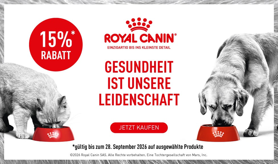 Aktion: 15% Rabatt auf ROYAL CANIN Hundefutter, Katzenfutter und Snacks bei Ihrem Tierfutterspezialisten iPet.ch