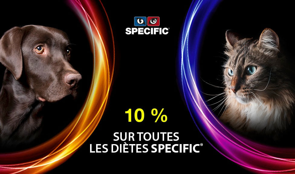 Action : 10% de rabais sur les aliments pour chiens et chats SPECIFIC chez votre spécialiste en aliments pour animaux iPet.ch