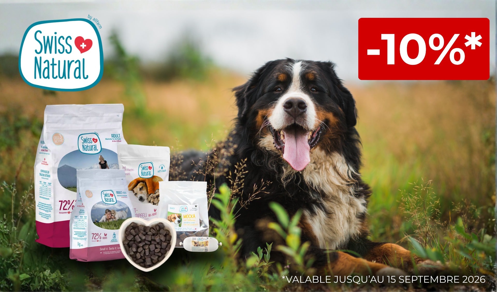 Action: 10% de rabais sur les aliments et les snacks pour chiens et chats SWISS NATURAL chez iPet.ch