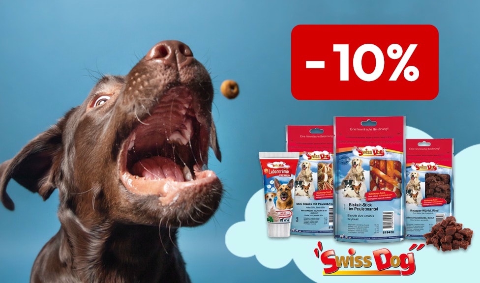 Aktion: 10% Rabatt auf SWISSDOG Hundesnacks bei Ihrem Tierfutterspezialisten iPet.ch