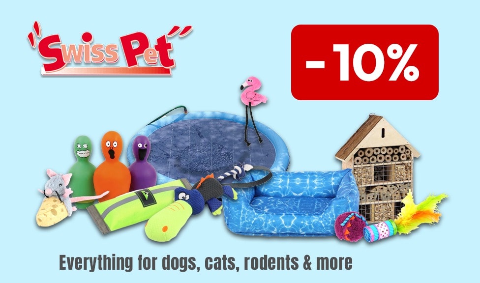 Special Offer: 10% off SWISSPET accessories for dogs, cats, small animals, and birds at your online retailer iPet.ch