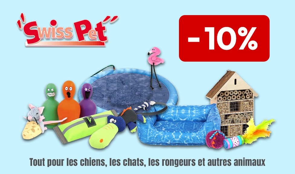 Action : 10% de rabais sur les accessoires pour chiens, chats, rongeurs et oiseaux SWISSPET chez iPet.ch
