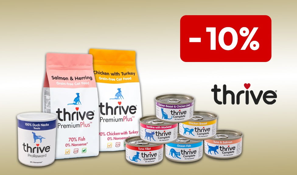 Special Offer: 10% off THRIVE cat food and dog treats at your pet food specialist, iPet.ch