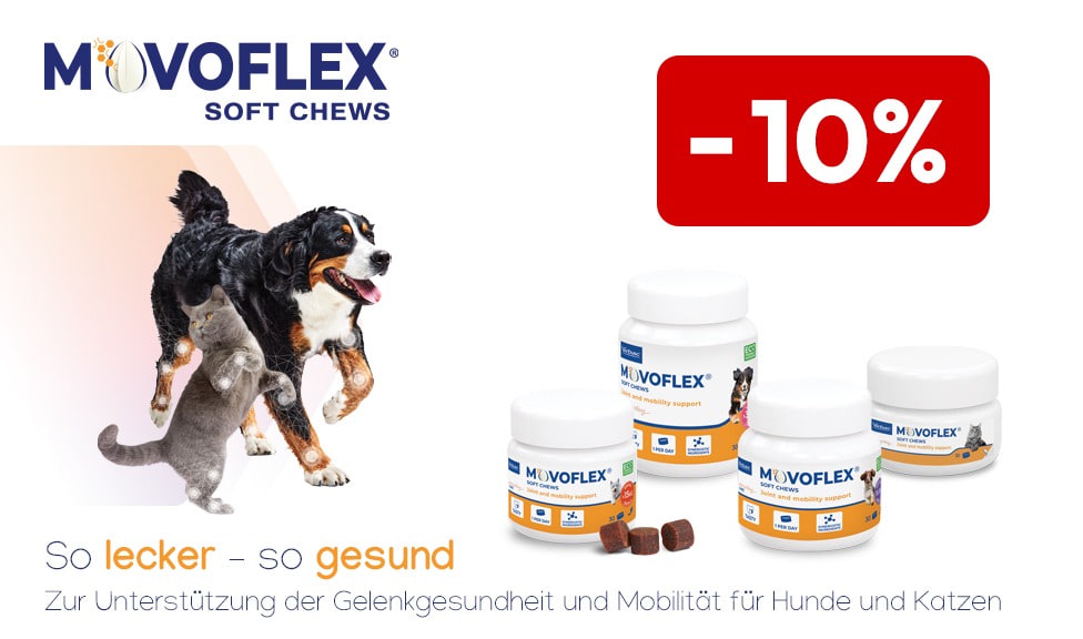 Aktion: 10% Rabatt auf VIRBAC MOVOFLEX Soft Chews für Hunde und Katzen bei Ihrem Tierfutterspezialisten iPet.ch