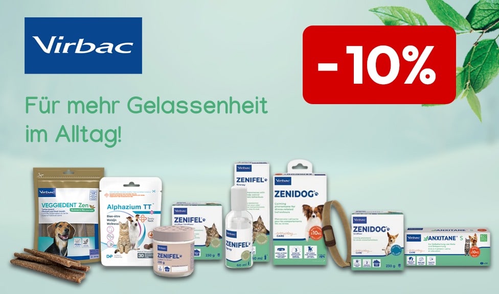 Aktion: 10% Rabatt auf VIRBAC Pflegeprodukte für Katzen, Hunde und Pferde bei Ihrem Online-Fachhändler iPet.ch