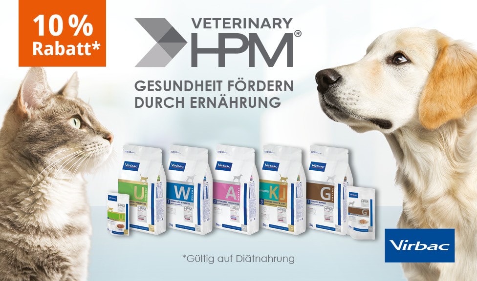 Aktion: 10% Rabatt auf VIRBAC VETERINARY HPM Hundefutter und Katzenfutter bei Ihrem Tierfutterspezialisten iPet.ch