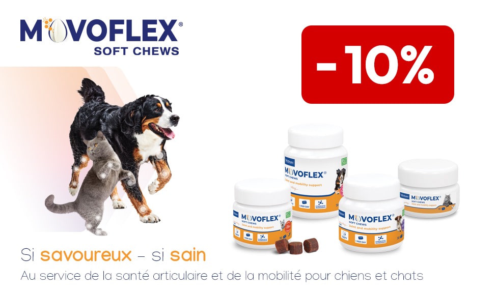 Action : 10% de rabais sur VIRBAC MOVOFLEX Soft Chews pour chiens et chats chez iPet.ch