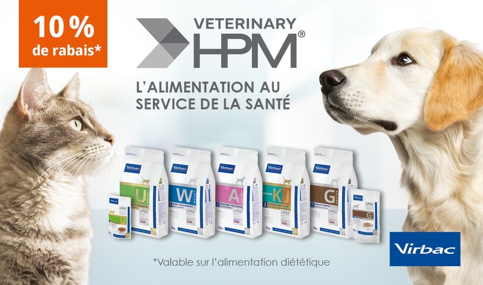 Action : 10% de rabais sur les aliments pour chiens et chats VIRBAC VETERINARY HPM chez iPet.ch